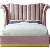 Meridian Furniture Flora Pink Velvet Queen BedMeridian Furniture - Bed - Minimal And Modern - 1