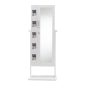 Baxton Studio Vittoria White Finish Wood Square Foot Floor Standing Double Door Storage Jewelry Armoire Cabinet