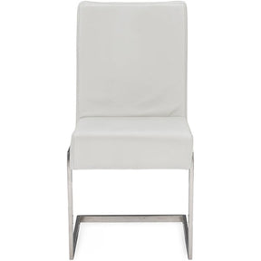 Baxton Studio Toulan Modern and Contemporary White Faux Leather Upholstered Stainless Steel Dining Chair (Set of 2) Baxton Studio-dining chair-Minimal And Modern - 1