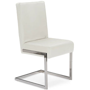Baxton Studio Toulan Modern and Contemporary White Faux Leather Upholstered Stainless Steel Dining Chair (Set of 2) Baxton Studio-dining chair-Minimal And Modern - 2