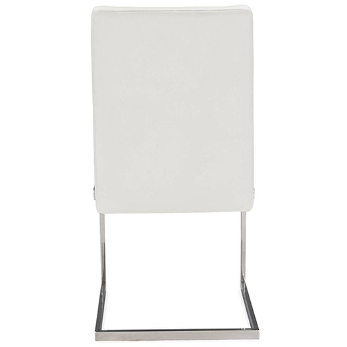 Baxton Studio Toulan Modern and Contemporary White Faux Leather Upholstered Stainless Steel Dining Chair (Set of 2) Baxton Studio-dining chair-Minimal And Modern - 5