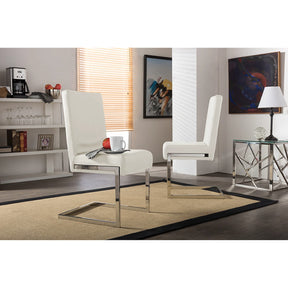 Baxton Studio Toulan Modern and Contemporary White Faux Leather Upholstered Stainless Steel Dining Chair (Set of 2) Baxton Studio-dining chair-Minimal And Modern - 6