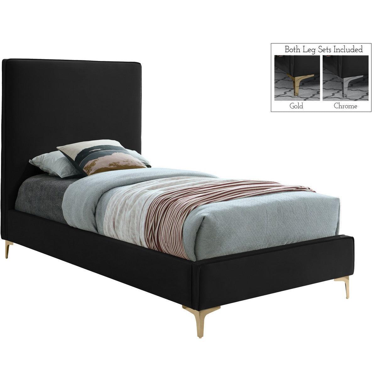 Meridian Furniture Geri Black Velvet Twin BedMeridian Furniture - Twin Bed - Minimal And Modern - 1