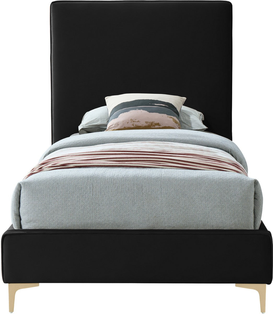 Meridian Furniture Geri Black Velvet Twin Bed