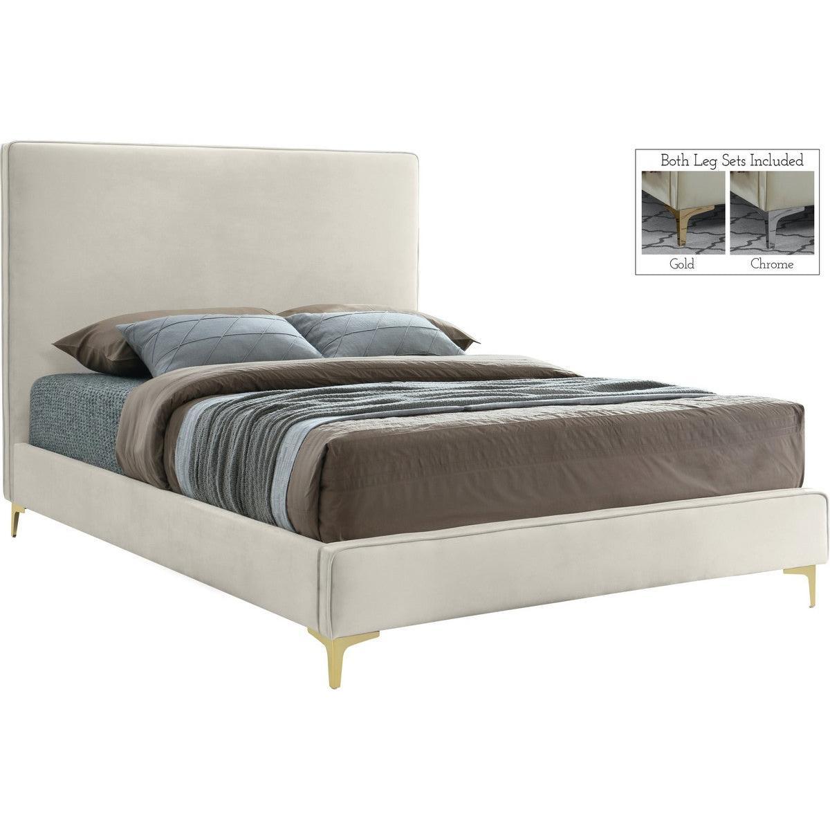 Meridian Furniture Geri Cream Velvet King BedMeridian Furniture - King Bed - Minimal And Modern - 1