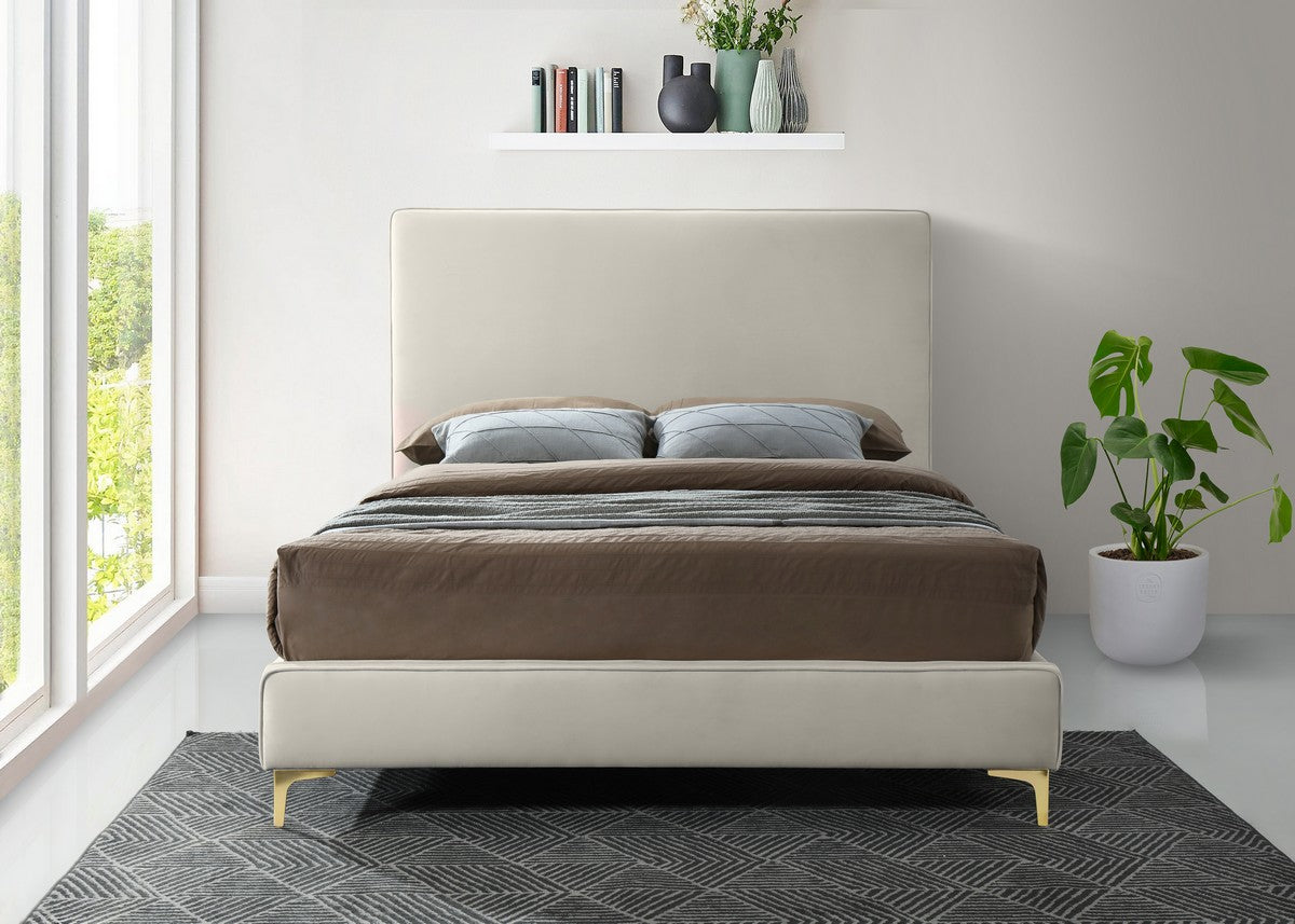 Meridian Furniture Geri Cream Velvet Queen Bed