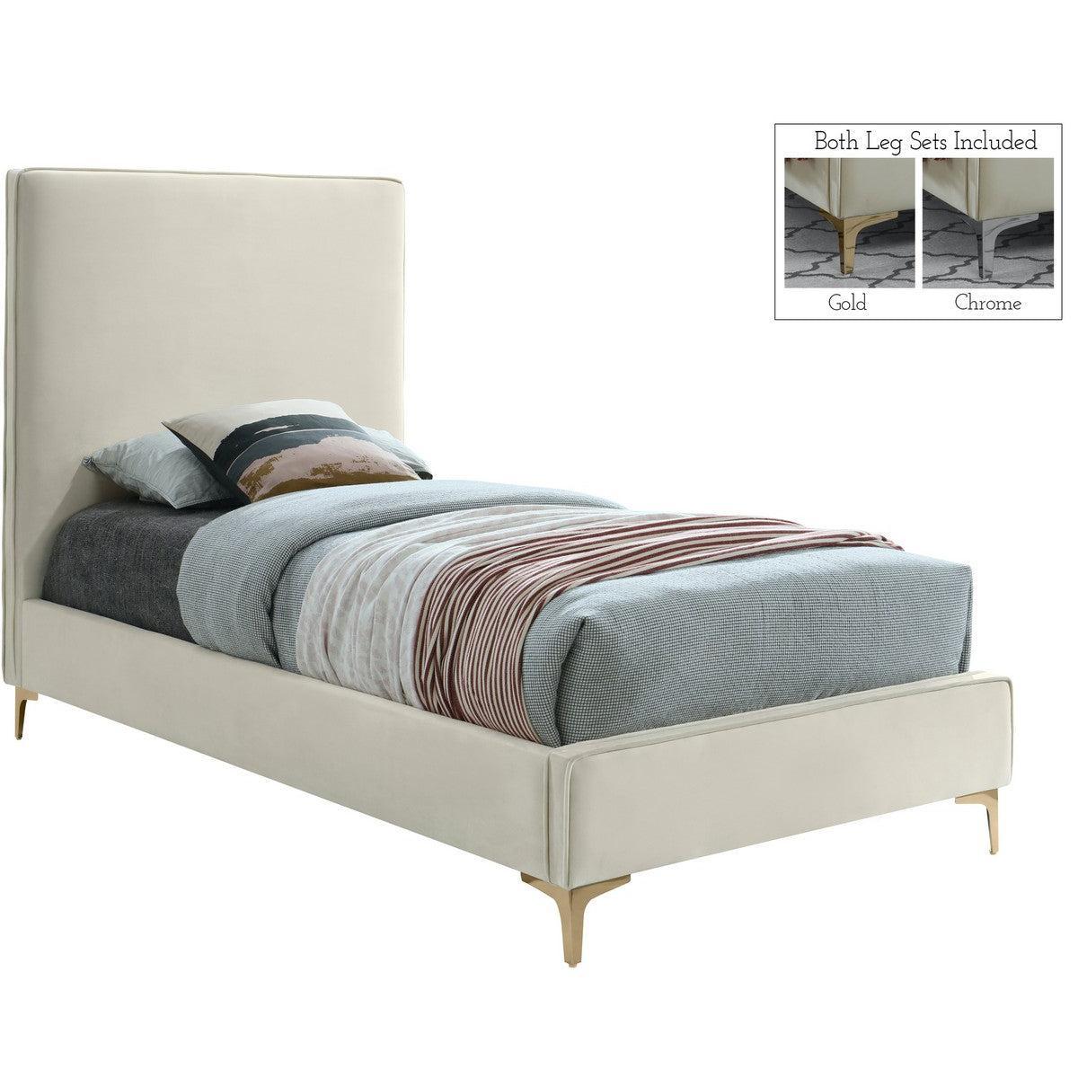 Meridian Furniture Geri Cream Velvet Twin BedMeridian Furniture - Twin Bed - Minimal And Modern - 1