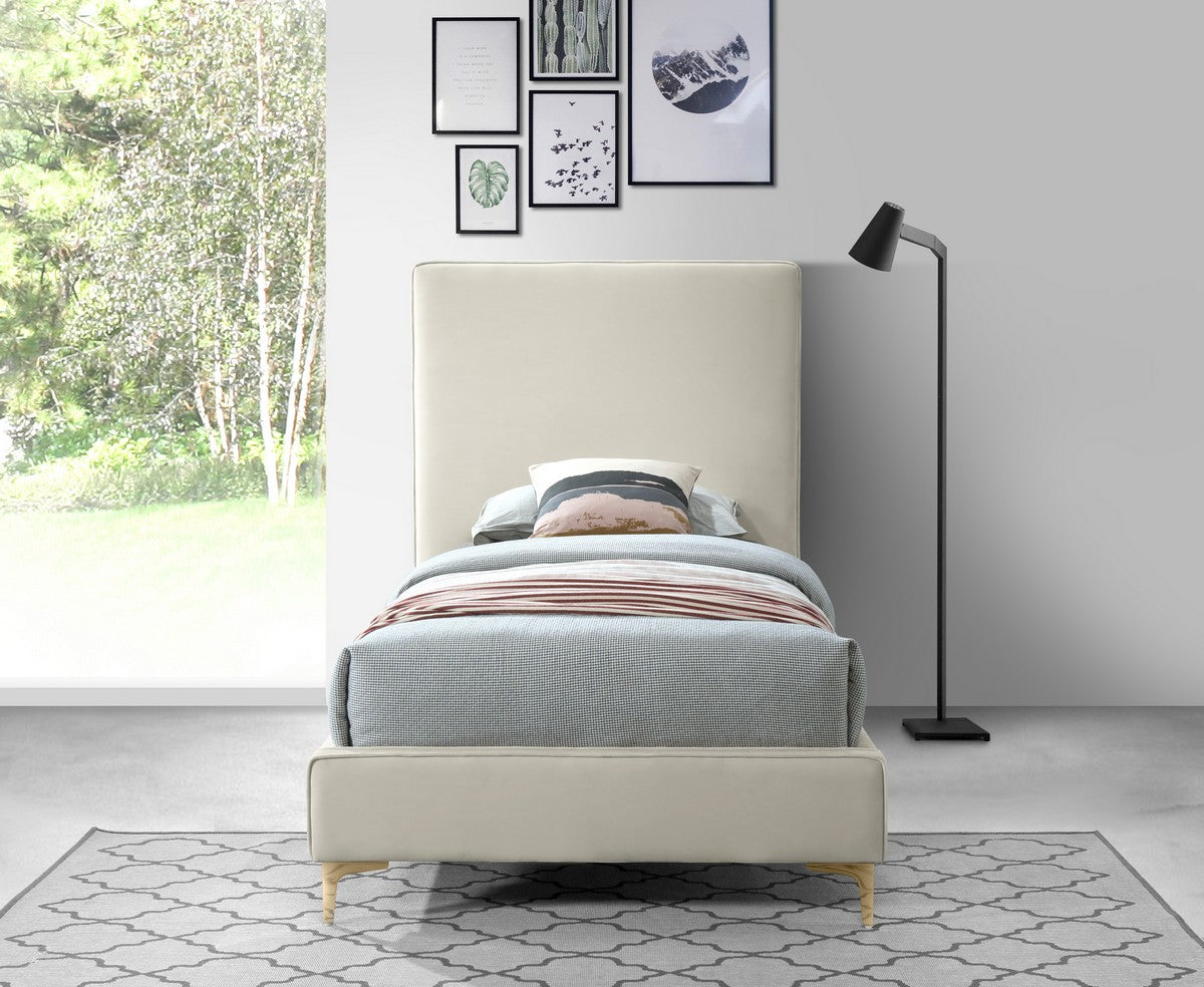 Meridian Furniture Geri Cream Velvet Twin Bed