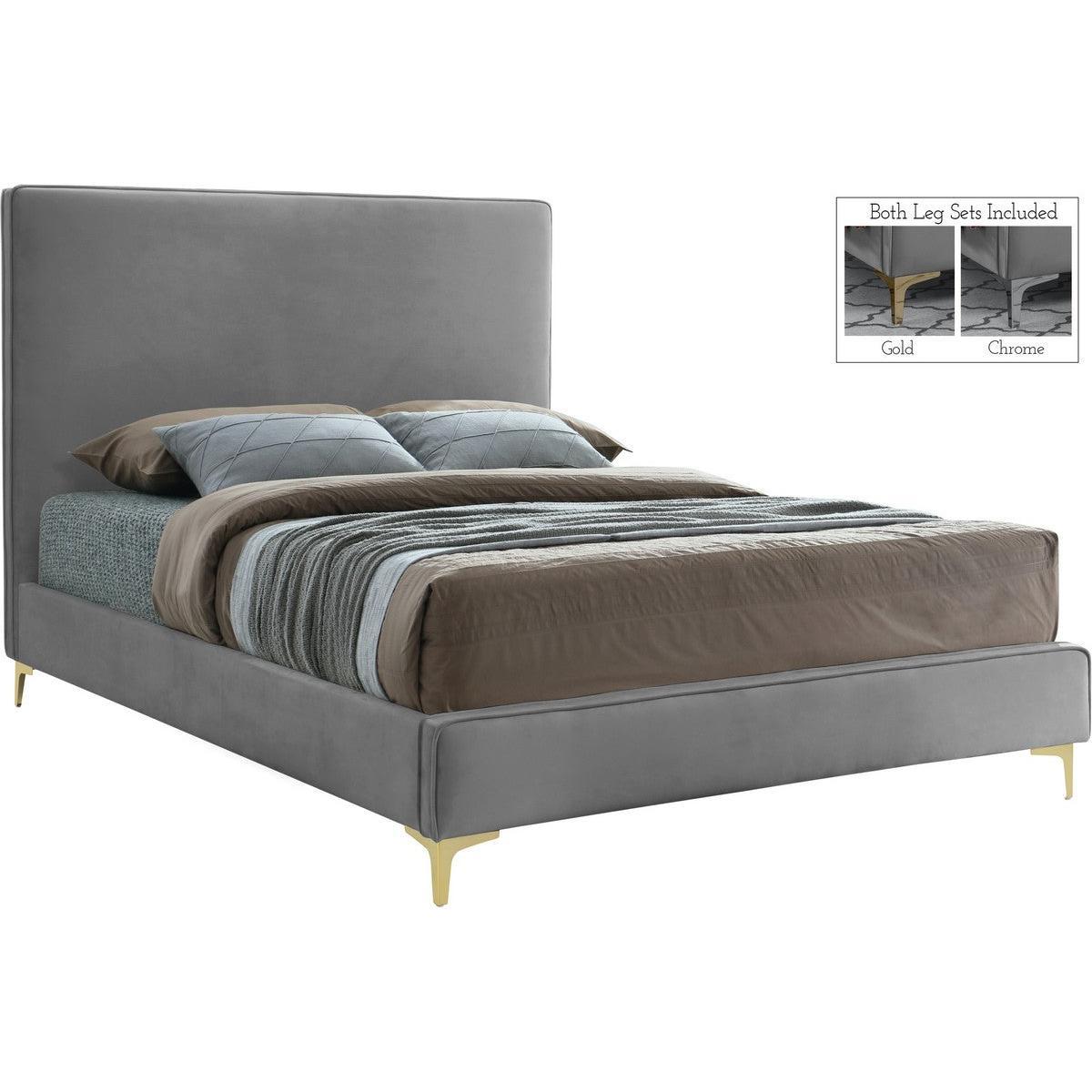 Meridian Furniture Geri Grey Velvet Full BedMeridian Furniture - Full Bed - Minimal And Modern - 1