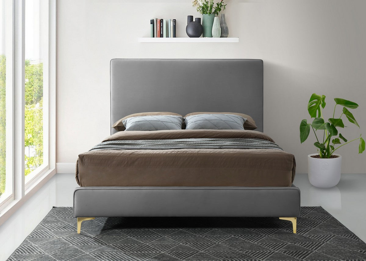 Meridian Furniture Geri Grey Velvet King Bed