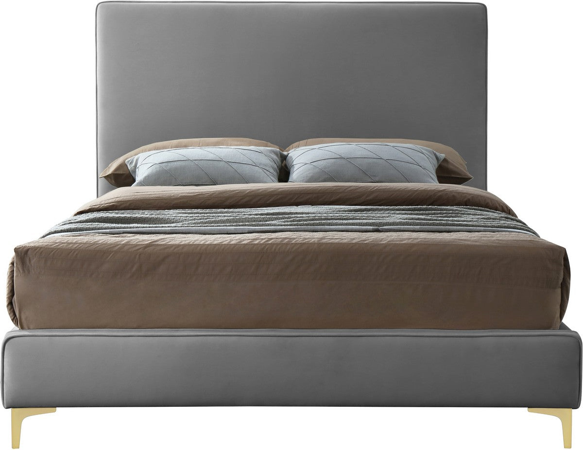 Meridian Furniture Geri Grey Velvet Queen Bed