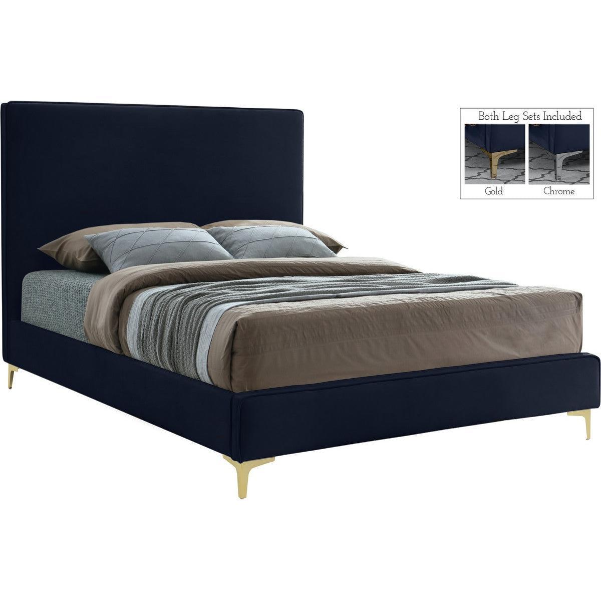 Meridian Furniture Geri Navy Velvet Queen BedMeridian Furniture - Queen Bed - Minimal And Modern - 1