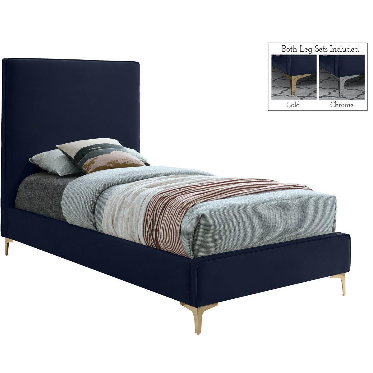 Meridian Furniture Geri Navy Velvet Twin BedMeridian Furniture - Twin Bed - Minimal And Modern - 1