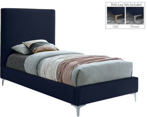 Meridian Furniture Geri Navy Velvet Twin Bed