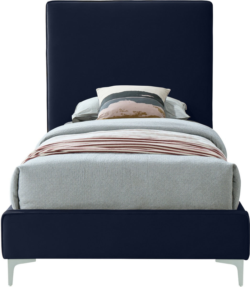 Meridian Furniture Geri Navy Velvet Twin Bed