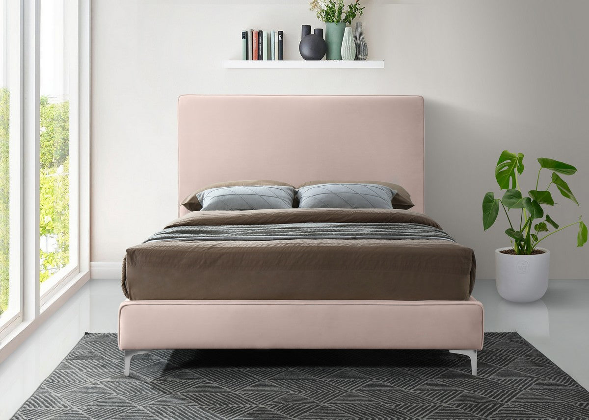 Meridian Furniture Geri Pink Velvet Full Bed