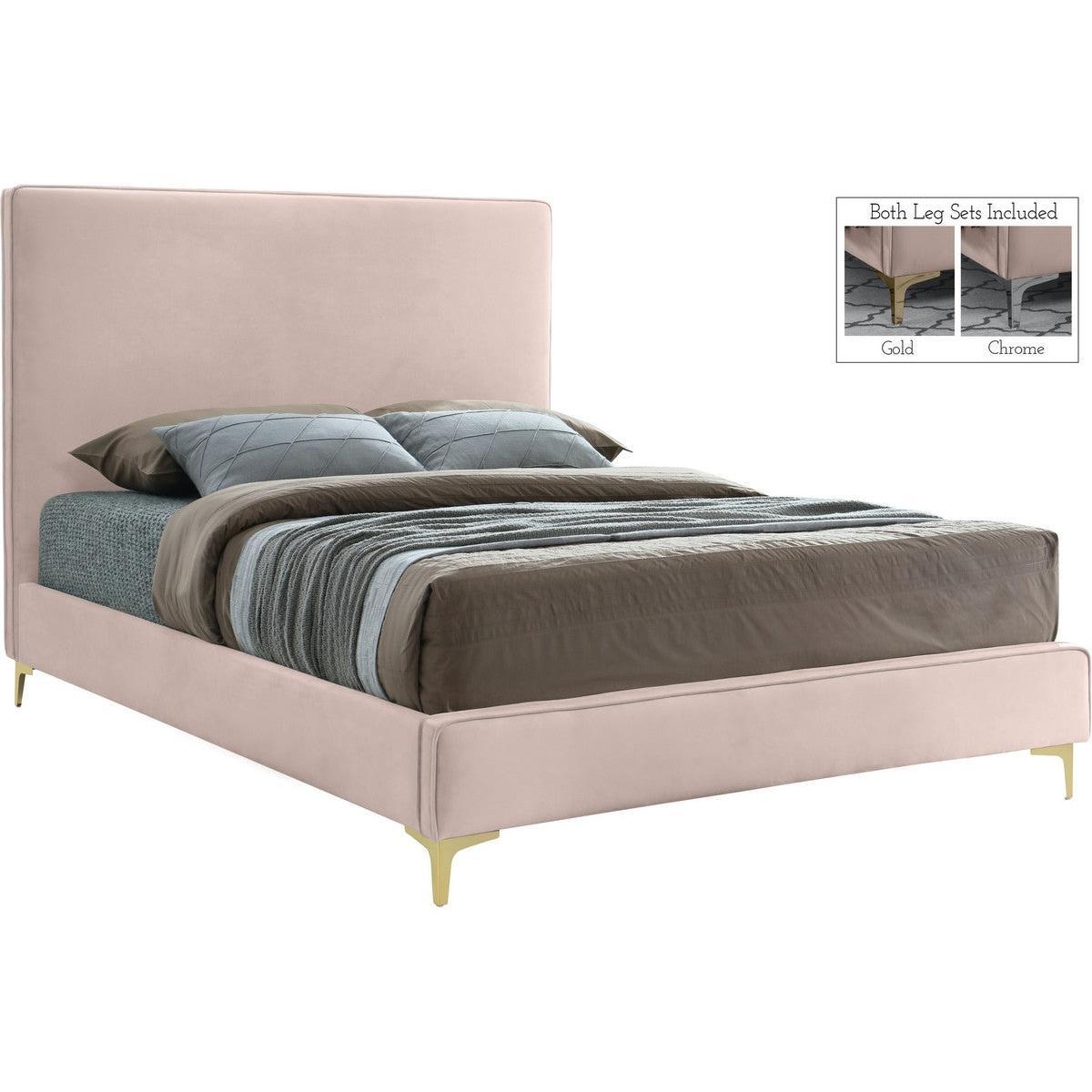 Meridian Furniture Geri Pink Velvet Queen BedMeridian Furniture - Queen Bed - Minimal And Modern - 1