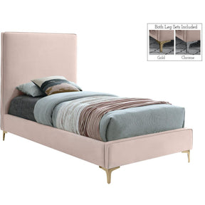 Meridian Furniture Geri Pink Velvet Twin BedMeridian Furniture - Twin Bed - Minimal And Modern - 1