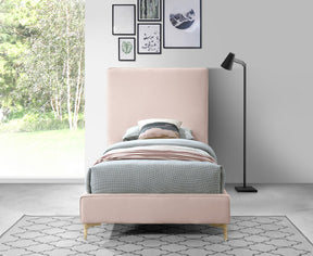 Meridian Furniture Geri Pink Velvet Twin Bed