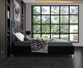 Meridian Furniture Ghost Black Velvet Full Bed