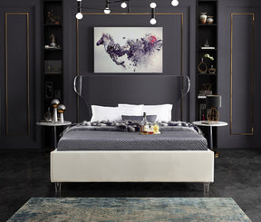 Meridian Furniture Ghost Cream Velvet King Bed