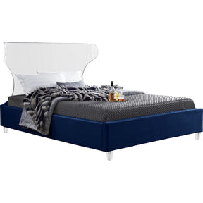 Meridian Furniture Ghost Navy Velvet Full BedMeridian Furniture - Full Bed - Minimal And Modern - 1