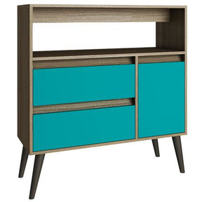 Manhattan Comfort Functional Gota High Side Table with 1- Shelf, 2- Drawers and 1- Door-Minimal & Modern