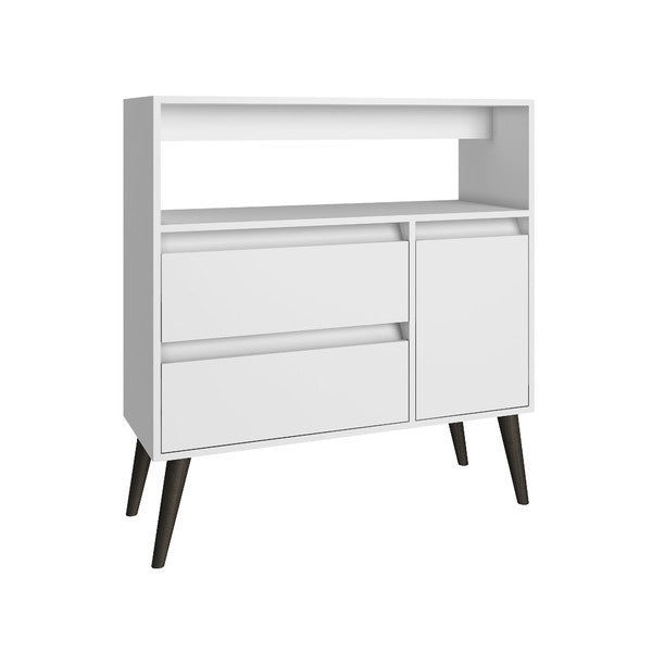 Manhattan Comfort Functional Gota High Side Table with 1- Shelf, 2- Drawers and 1- Door-Minimal & Modern