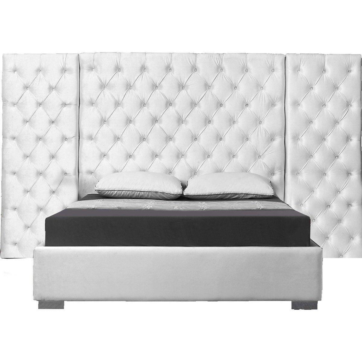 Meridian Furniture Grande White Velvet King Bed (3 Boxes)Meridian Furniture - King Bed (3 Boxes) - Minimal And Modern - 1