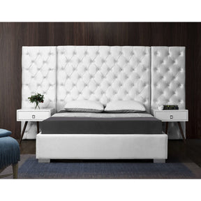 Meridian Furniture Grande White Velvet King Bed-Minimal & Modern