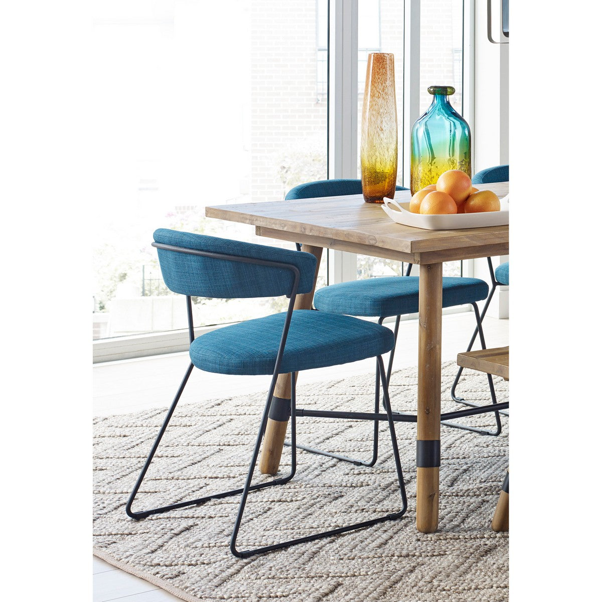 Moe's Home Collection Adria Dining Chair Blue-Set of Two - HK-1010-50 - Moe's Home Collection - Dining Chairs - Minimal And Modern - 1