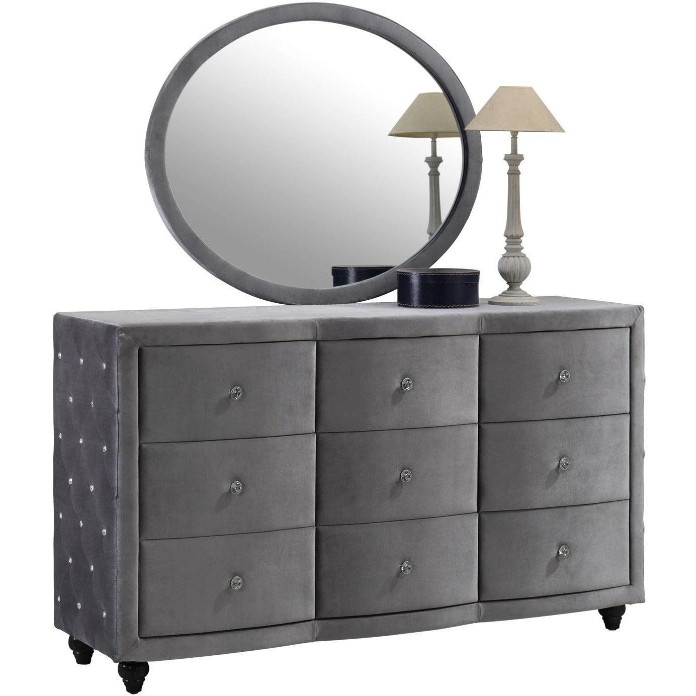 Meridian Furniture Hudson Grey Velvet DresserMeridian Furniture - Dresser - Minimal And Modern - 1