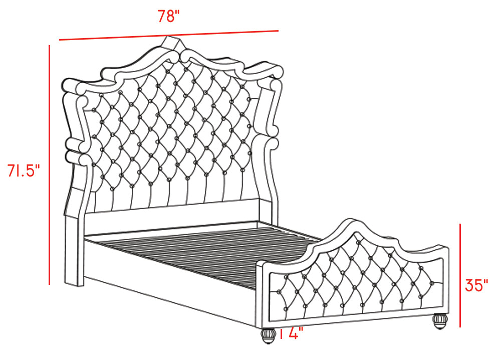 Meridian Furniture Hudson Grey Velvet Queen Sleigh Bed (3 Boxes)