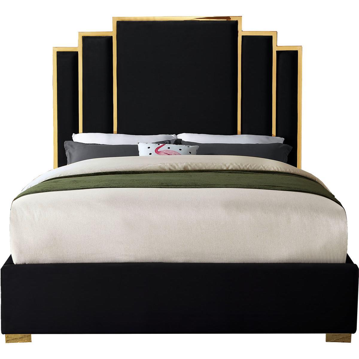 Meridian Furniture Hugo Black Velvet King BedMeridian Furniture - King Bed - Minimal And Modern - 1