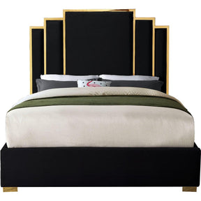 Meridian Furniture Hugo Black Velvet Queen BedMeridian Furniture - Queen Bed - Minimal And Modern - 1
