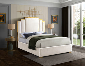 Meridian Furniture Hugo Cream Velvet King Bed