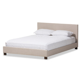 Baxton Studio Elizabeth Modern and Contemporary Beige Fabric Upholstered Panel-Stitched Full Size Platform Bed Baxton Studio-Full Bed-Minimal And Modern - 2