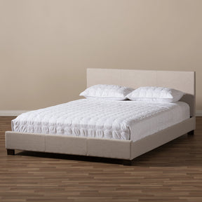Baxton Studio Elizabeth Modern and Contemporary Beige Fabric Upholstered Panel-Stitched Full Size Platform Bed Baxton Studio-Full Bed-Minimal And Modern - 6