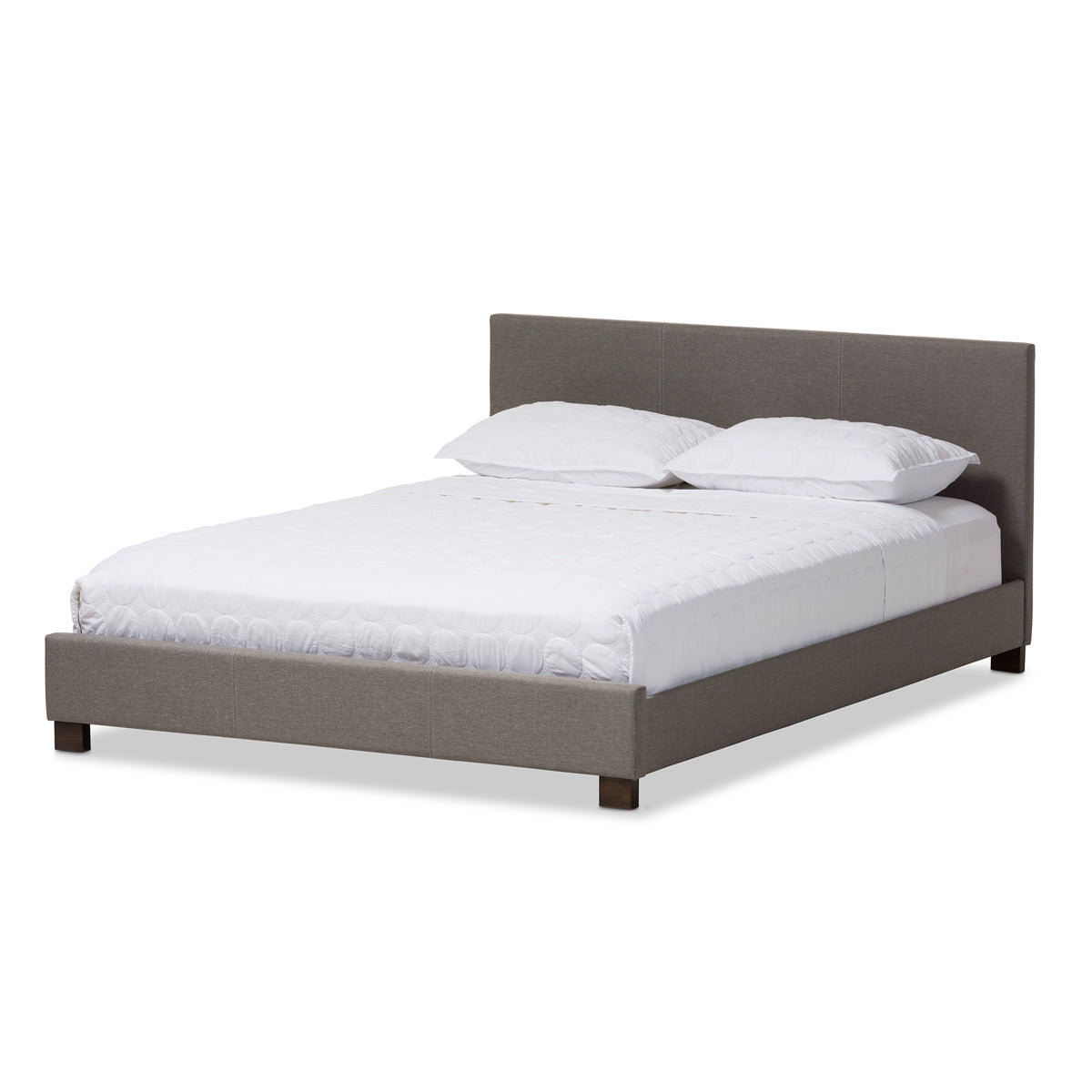 Baxton Studio Elizabeth Modern and Contemporary Grey Fabric Upholstered Panel-Stitched Full Size Platform Bed Baxton Studio-Full Bed-Minimal And Modern - 2