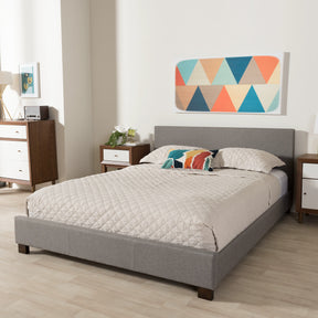 Baxton Studio Elizabeth Modern and Contemporary Grey Fabric Upholstered Panel-Stitched Full Size Platform Bed Baxton Studio-Full Bed-Minimal And Modern - 1
