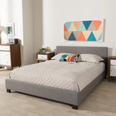 Baxton Studio Elizabeth Modern and Contemporary Grey Fabric Upholstered Panel-Stitched Queen Size Platform Bed Baxton Studio-Queen Bed-Minimal And Modern - 1
