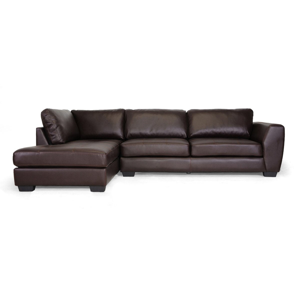 Baxton Studio Orland Brown Leather Modern Sectional Sofa Set with Left Facing Chaise Baxton Studio-sectionals-Minimal And Modern - 2