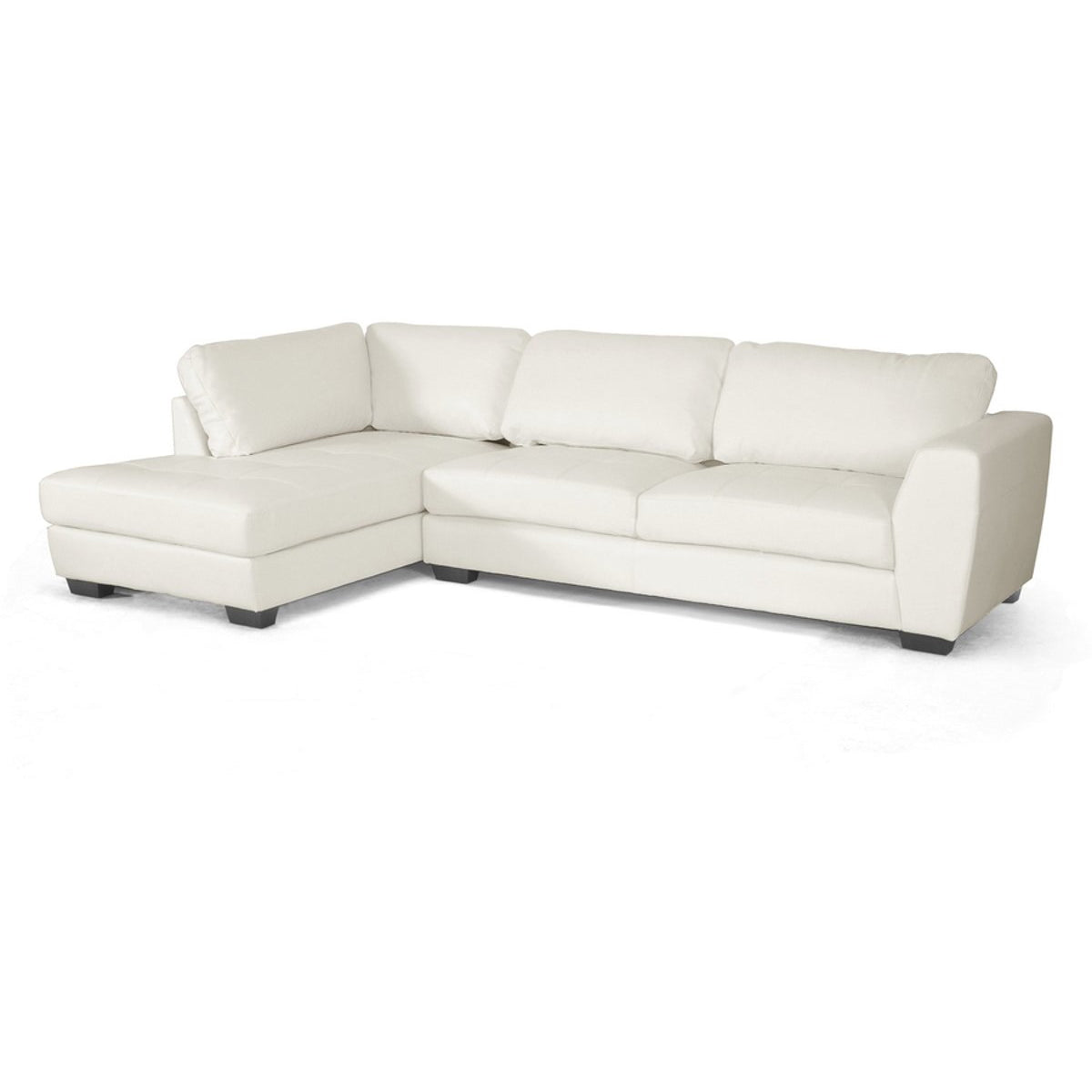 Baxton Studio Orland White Leather Modern Sectional Sofa Set with Left Facing Chaise Baxton Studio-sectionals-Minimal And Modern - 1