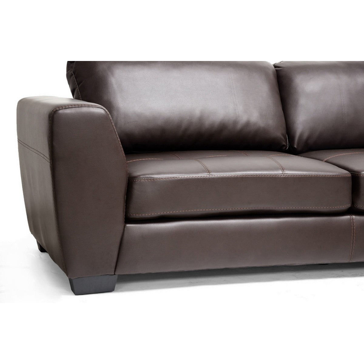 Baxton Studio Orland Brown Leather Modern Sectional Sofa Set with Right Facing Chaise Baxton Studio-sectionals-Minimal And Modern - 3