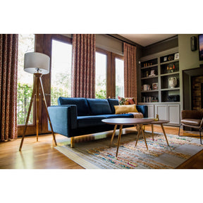 Edloe Finch Lexington Mid-Century Modern Velvet Sofa, Blue Velvet