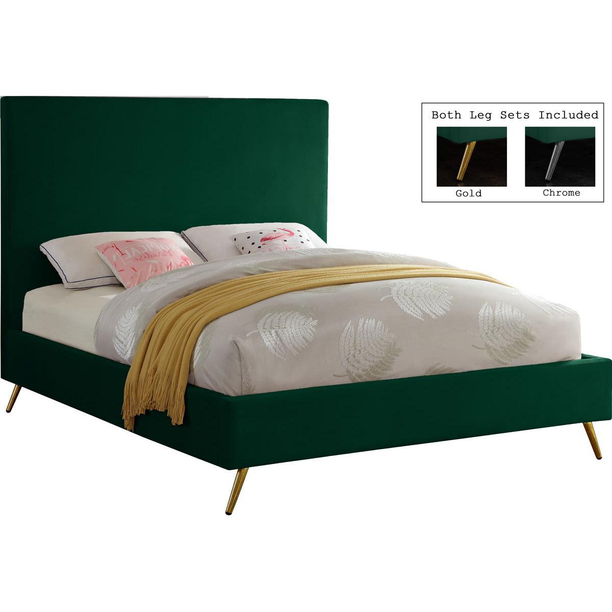 Meridian Furniture Jasmine Green Velvet King BedMeridian Furniture - King Bed - Minimal And Modern - 1