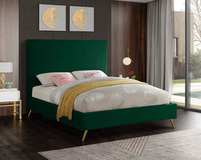 Meridian Furniture Jasmine Green Velvet King Bed