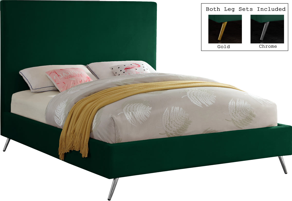Meridian Furniture Jasmine Green Velvet Queen Bed