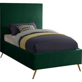 Meridian Furniture Jasmine Green Velvet Twin BedMeridian Furniture - Twin Bed - Minimal And Modern - 1