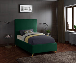 Meridian Furniture Jasmine Green Velvet Twin Bed